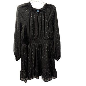 Old Navy Womens Black Metallic Dot Long Sleeve Dress Size L. NWT